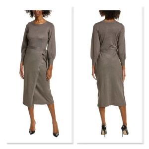 NEW! Taylor Petite Side-Tie Sweater Midi Dress - size PL (Petite Large) in Grey